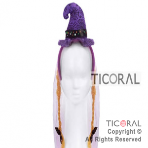 VINCHA SOMBRERO BRUJA VIOLETA TRENZAS HS3949-1 x 1