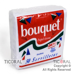 SERVILLETA BOUQUET PREMIUM 33X33 2 VELOS BLANCA x 25