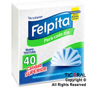 SERVILLETA FELPITA 32X30 BLANCA x 40 unidades