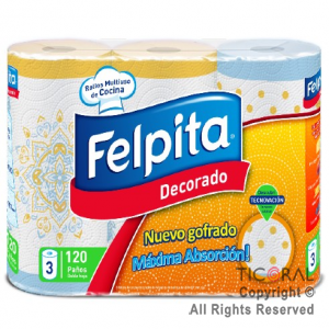 ROLLO COCINA FELPITA DECORADO 10 paq. X 3 rollos (40 PAOS C/rollo)