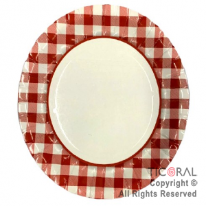 PLATO  IMPRESO PICNIC ROJO CUADRILLE 22.5CM x 10