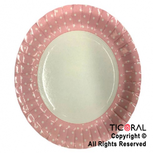 PLATO IMPRESO BORDE ROSA LUNARES BLANCOS 22.5CM x 10