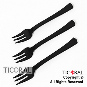 MINI TENEDOR PARA COPETIN NEGRO 12 PAQUETES x 12 UNIDADES