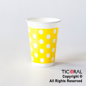 VASO 180CC LUNARES AMARILLO x100 UNIDADES BELLA CUP