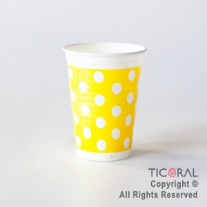 VASO 180CC LUNARES AMARILLO x100 UNIDADES BELLA CUP