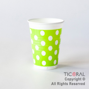 VASO 180CC LUNARES VERDE MANZANA x100 UNIDADES BELLA CUP