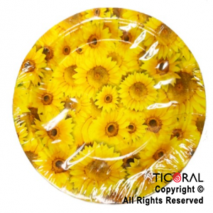 PLATO IMPRESO GIRASOLES 23CM POLIPAPEL HS448 x 8