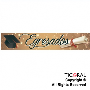 CARTEL EGRESADOS HORIZONTAL 1.80 CM X 30 CM CON SOMBRERO Y DIPLOMA X 1