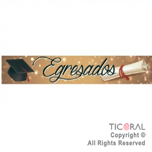 CARTEL EGRESADOS HORIZONTAL 1.80 CM X 30 CM CON SOMBRERO Y DIPLOMA X 1