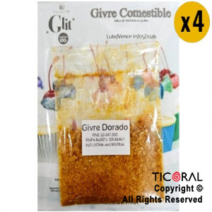 GIVRE COMESTIBLE GLIT DORADO X 4 UNIDADES X 1