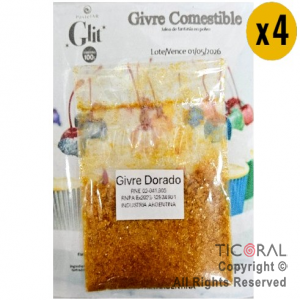 GIVRE COMESTIBLE GLIT DORADO X 4 UNIDADES X 1