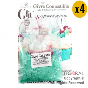 GIVRE COMESTIBLE GLIT CELESTE X 4 UNIDADES X 1