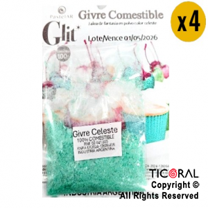 GIVRE COMESTIBLE GLIT CELESTE X 4 UNIDADES X 1