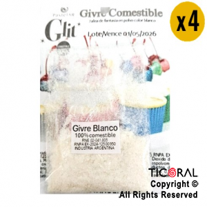 GIVRE COMESTIBLE GLIT BLANCO X 4 UNIDADES X 1