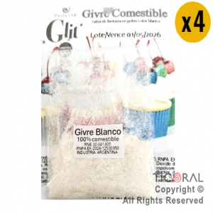 GIVRE COMESTIBLE GLIT BLANCO X 4 UNIDADES X 1