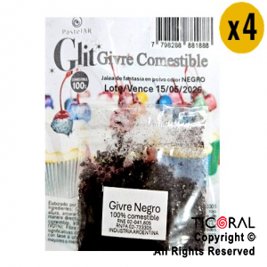 GIVRE COMESTIBLE GLIT NEGRO X 4 UNIDADES X 1