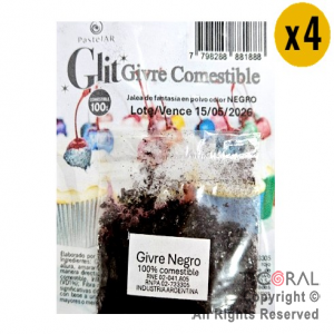 GIVRE COMESTIBLE GLIT NEGRO X 4 UNIDADES X 1