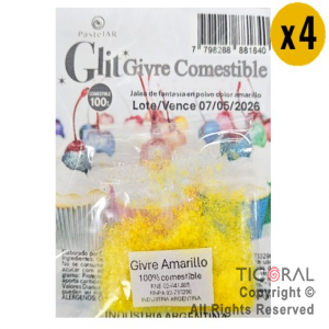 GIVRE COMESTIBLE GLIT AMARILLO X 4 UNIDADES X 1