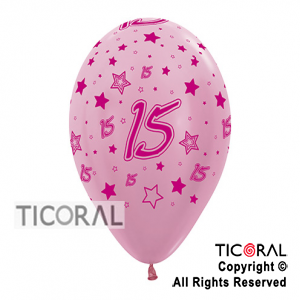 GLOBO S R12 INF SATIN ROSADO NUMERO 15 x 50