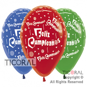 GLOBO S R12 INF CRISTAL FELIZ CUMPLEAOS FIESTA SURTIDO x 50