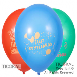 GLOBO SEMPERTEX R12 FASHION FELIZ CUMPLEAOS 1C SURTIDO x 50