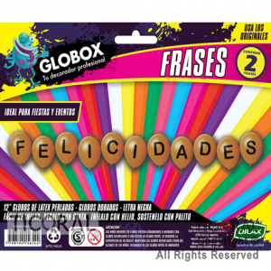 GLOBO FRASE IMPRESO FELICIDADES ORO GLOBOX 12