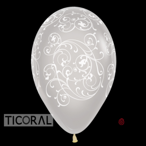 GLOBO SEMPERTEX R12 INF CRISTAL TRANSPARENTE FILIGRANA BLANCA x 50