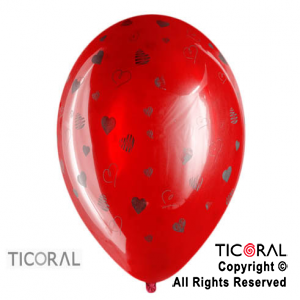 GLOBO S R12 INF CRISTAL ROJO CORAZONES 1 x 50