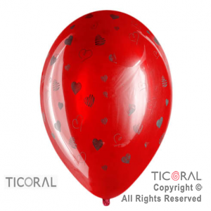 GLOBO SEMPERTEX R12 INF CRISTAL ROJO CORAZONES 1 x 50