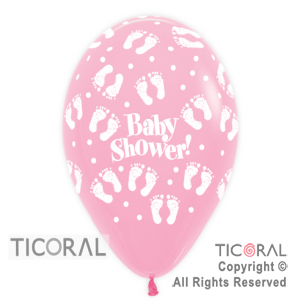 GLOBO S R12 INF FASHION PASTEL BABY SHOWER PIECITOS ROSA x 50