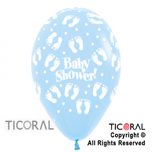 GLOBO S R12 INF FASHION PASTEL BABY SHOWER PIECITOS AZUL CELESTE x 50