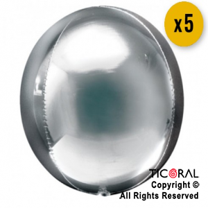 GLOBO MYLAR ESFERA 4D PLATEADO OVN 20