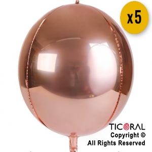 GLOBO MYLAR ESFERA 4D ROSA GOLD OVN 20