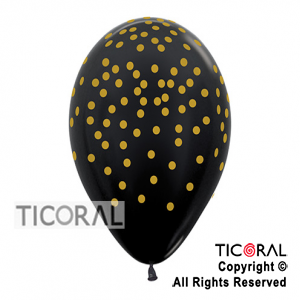 GLOBO S R12 INF METAL NEGRO CONFETI DORADO x 50