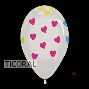 GLOBO S R12 INF CRISTAL TRANSPARENTE CORAZONES CLASICOS NEON x 50