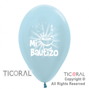 GLOBO S R12 SATIN BAUTISMO NENE AZUL TINTA BLANCA 2C x 50