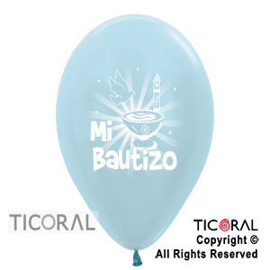 GLOBO S R12 SATIN BAUTISMO NENE AZUL TINTA BLANCA 2C x 50