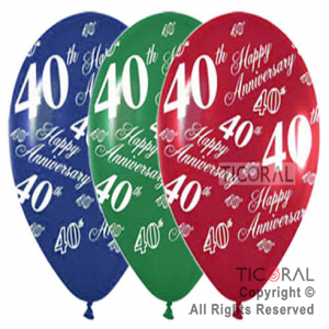 GLOBO SEMPERTEX R12 INF SATIN 40 HAPPY ANNIVERSARIO SURTIDO x 50