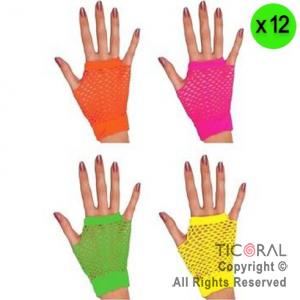 GUANTES RED NEON FLUO CORTO COLOR x 12