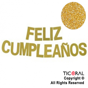 GUIRNALDA FRASE FELIZ CUMPLEAOS GIBREADA DORADA 15CM x 1