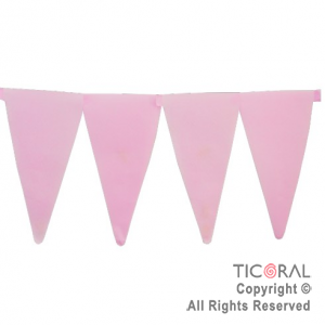 BANDERIN TRIANGULAR LISO COLOR PASTEL ROSA DE PAPEL R80 X 1