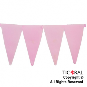 BANDERIN TRIANGULAR LISO COLOR PASTEL ROSA DE PAPEL R80 X 1