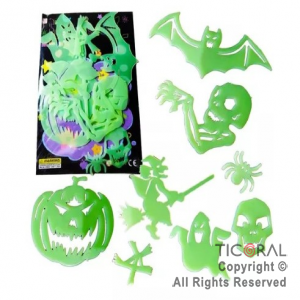 FIGURAS HALLOWEEN BRILLA EN LA OSCURIDAD FLUORESCENTES X 1 BLISTERS