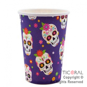 VASO POLIPAPEL CALAVERA MEXICANA 266CC  x 6 UNIDADES