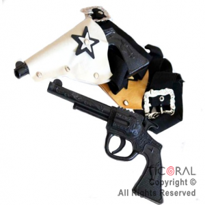 REVOLVER PLASTICO CON CARTUCHERA DOBLE NEGRO x 1