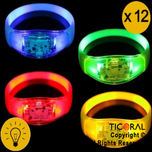 PULSERA SILICONA LUMINOSA TRANSPARENTE x 12 UNIDADES