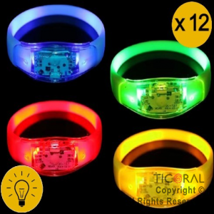 PULSERA SILICONA LUMINOSA TRANSPARENTE x 12 UNIDADES