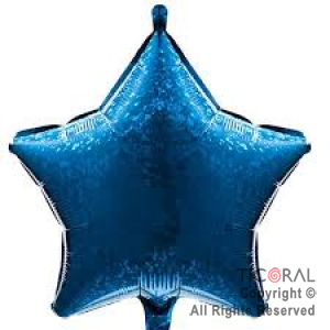 GLOBO MYLAR ESTRELLA 18 AZUL HOLOGRAFICO ENVASADO HS7958-N- X 1 6 X ( 5 )