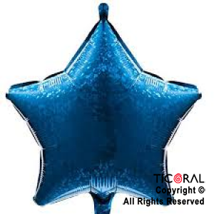 GLOBO MYLAR ESTRELLA 18 AZUL HOLOGRAFICO ENVASADO HS7958-N- X 1 6 X ( 5 )