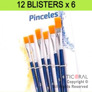 PINCEL CBX LINEA ECO NRO 1 PUNTA CHATA X 6 MODELOS SURTIDOS X 12 BLISTERS